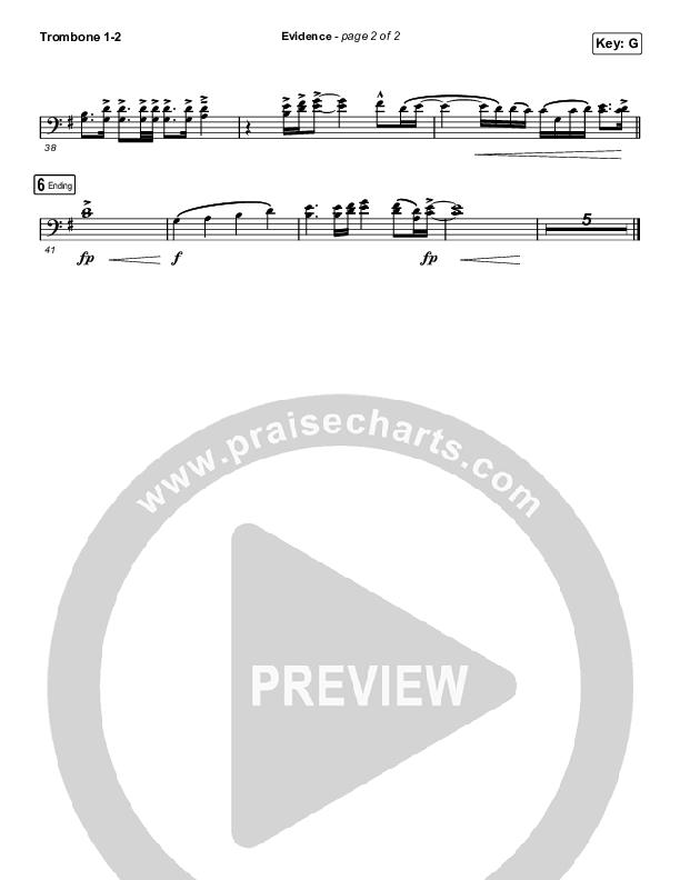 Evidence (Choral Anthem SATB) Trombone 1/2 (Josh Baldwin / Arr. Luke Gambill)