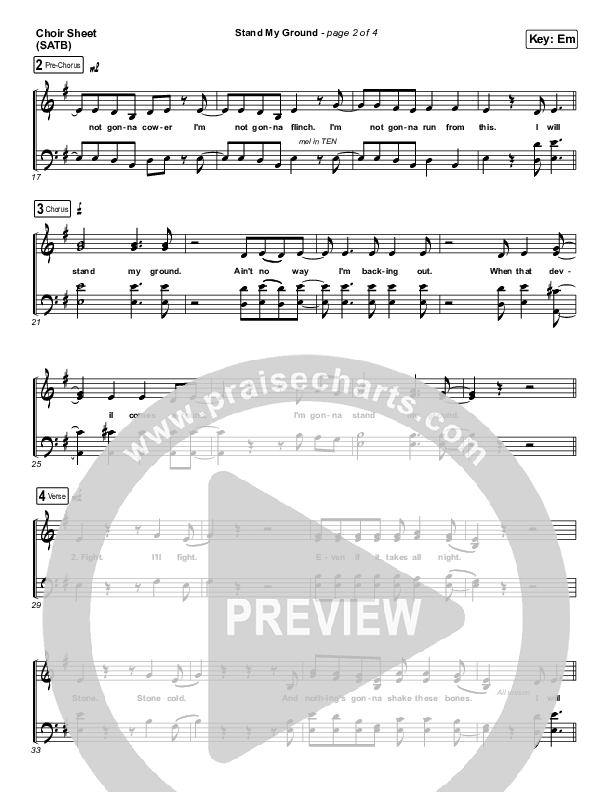 Stand My Ground Choir Sheet (SATB) (Zach Williams)