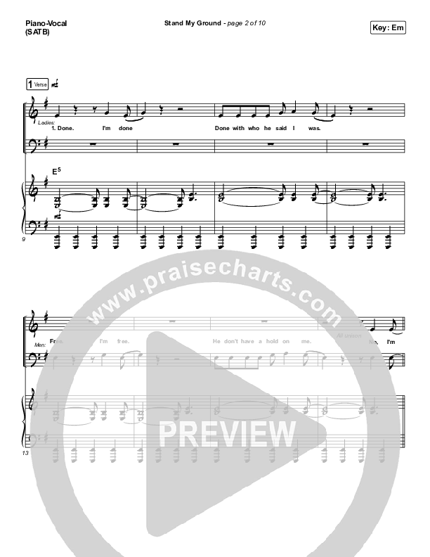 Stand My Ground Sheet Music PDF (Zach Williams) PraiseCharts