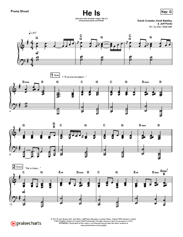He Is Piano Sheet (Crowder)