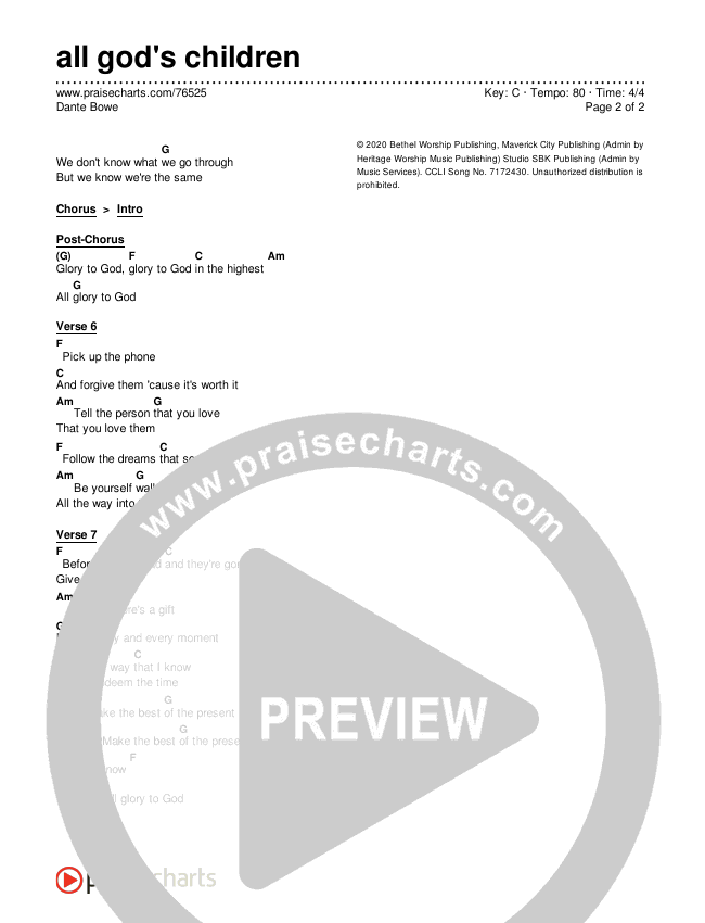 all god's children Chords & Lyrics (Dante Bowe)