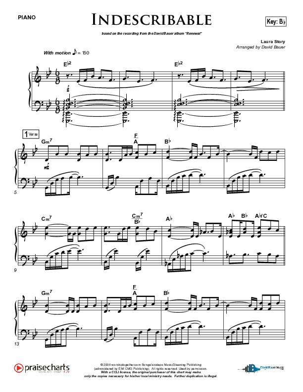 Indescribable (Instrumental) Piano Solo (David Bauer)