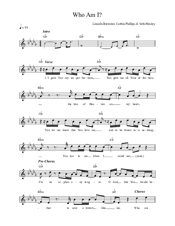 Who Am I Lead Sheet (Lincoln Brewster)