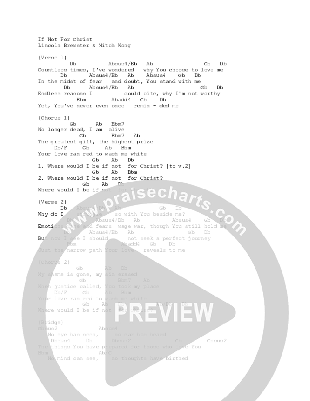 If Not For Christ Chords & Lyrics (Lincoln Brewster)