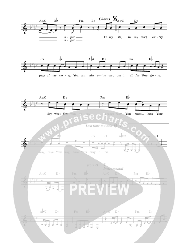 Have Your Way Lead Sheet (Lincoln Brewster)
