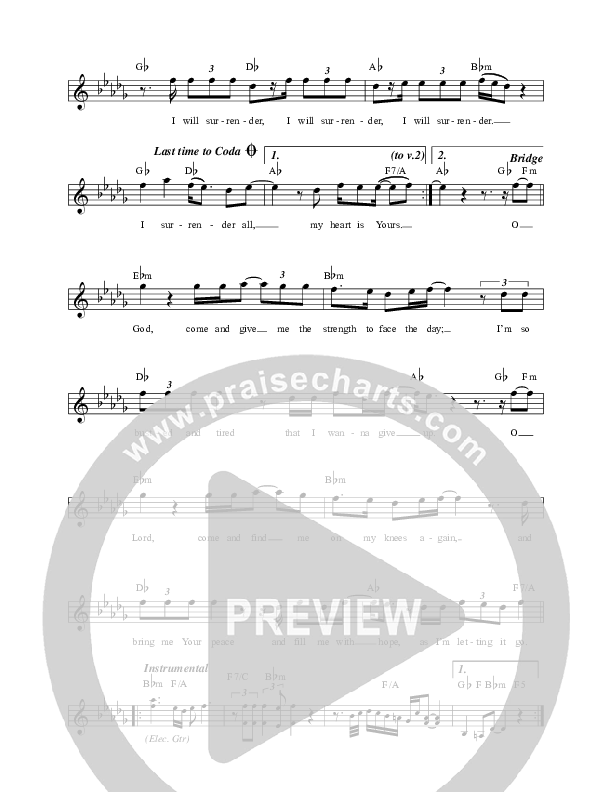 Surrender (My Heart Is Yours) Lead Sheet (Lincoln Brewster)