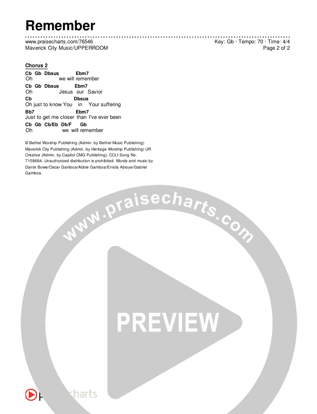 Remember Chords & Lyrics (Maverick City Music / UPPERROOM)