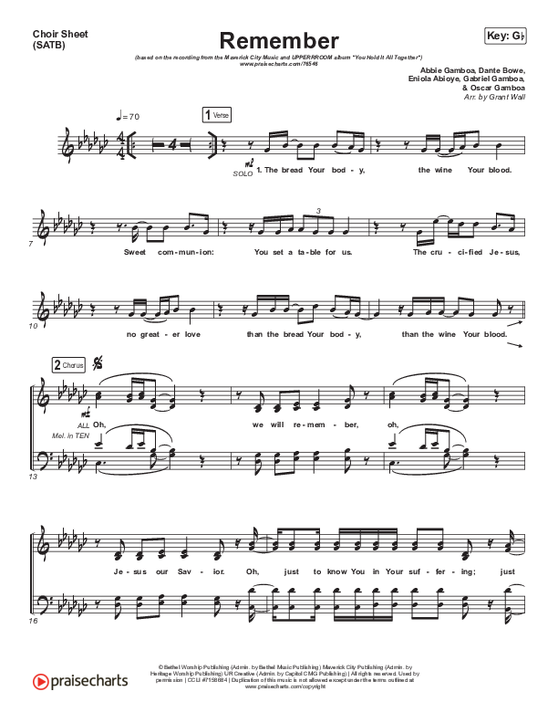 Remember Choir Sheet (SATB) (Maverick City Music / UPPERROOM)
