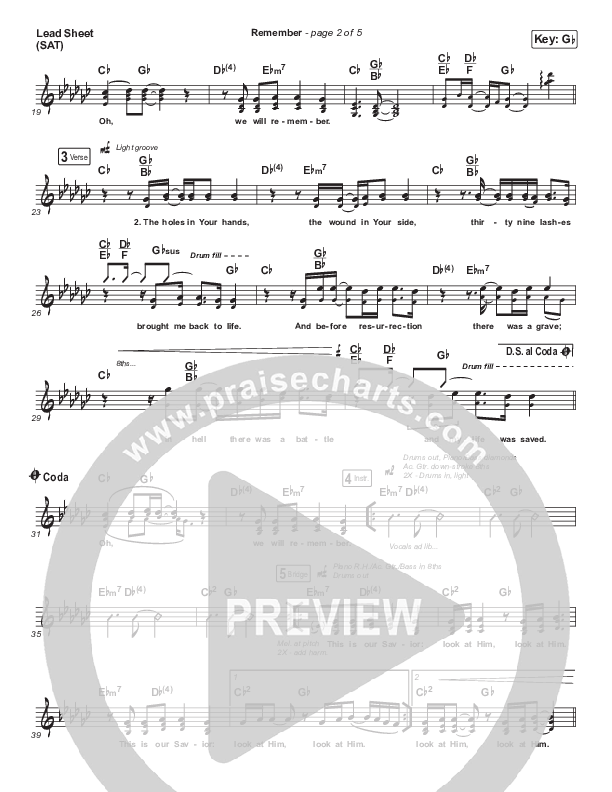 Remember Lead Sheet (SAT) (Maverick City Music / UPPERROOM)