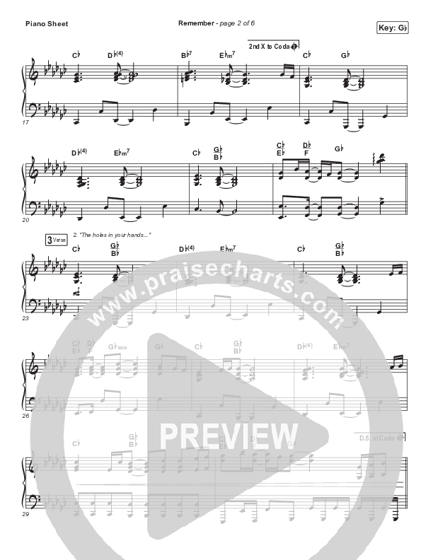 Remember Piano Sheet (Maverick City Music / UPPERROOM)