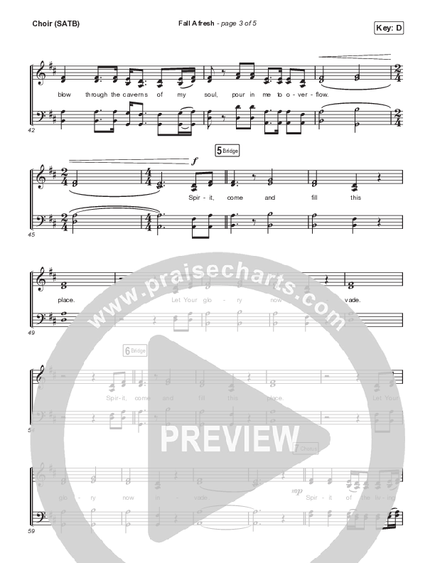 Fall Afresh (Live) Choir Sheet (SATB) (The Worship Initiative / Shane & Shane)