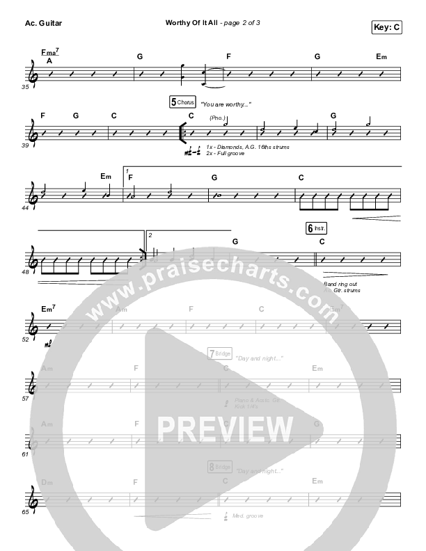 Worthy Of It All (Live) Acoustic Guitar (The Worship Initiative / Shane & Shane)