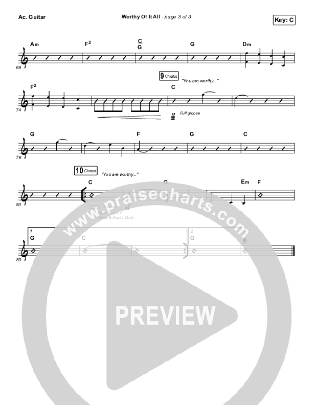 Worthy Of It All (Live) Acoustic Guitar (The Worship Initiative / Shane & Shane)