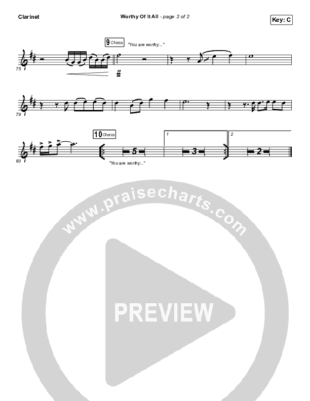 Worthy Of It All (Live) Clarinet (The Worship Initiative / Shane & Shane)