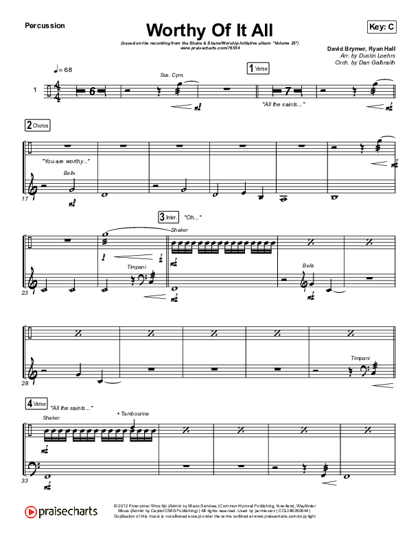 Worthy Of It All (Live) Percussion (The Worship Initiative / Shane & Shane)