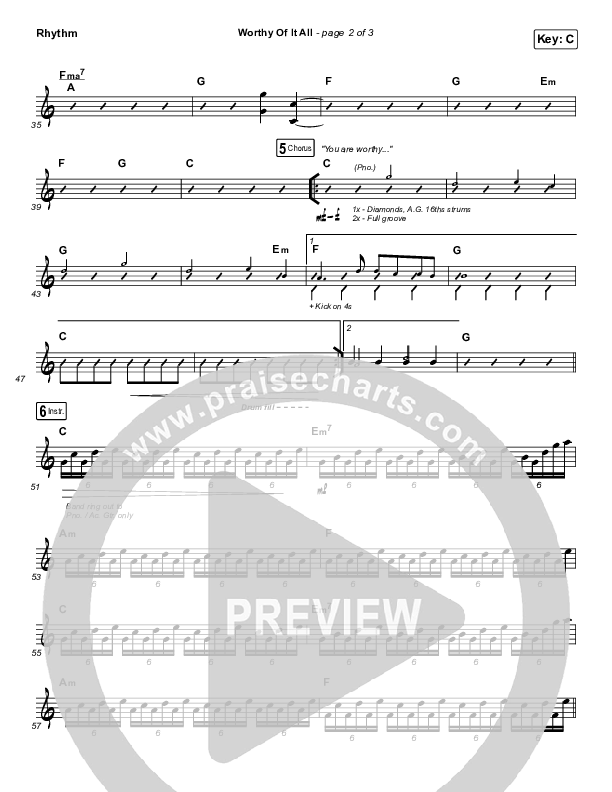 Worthy Of It All (Live) Rhythm Chart (The Worship Initiative / Shane & Shane)