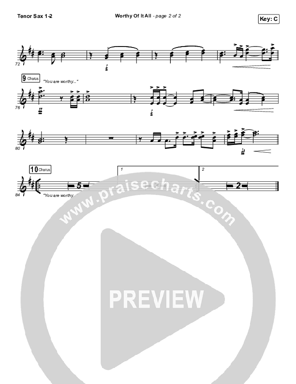 Worthy Of It All (Live) Tenor Sax 1/2 (The Worship Initiative / Shane & Shane)