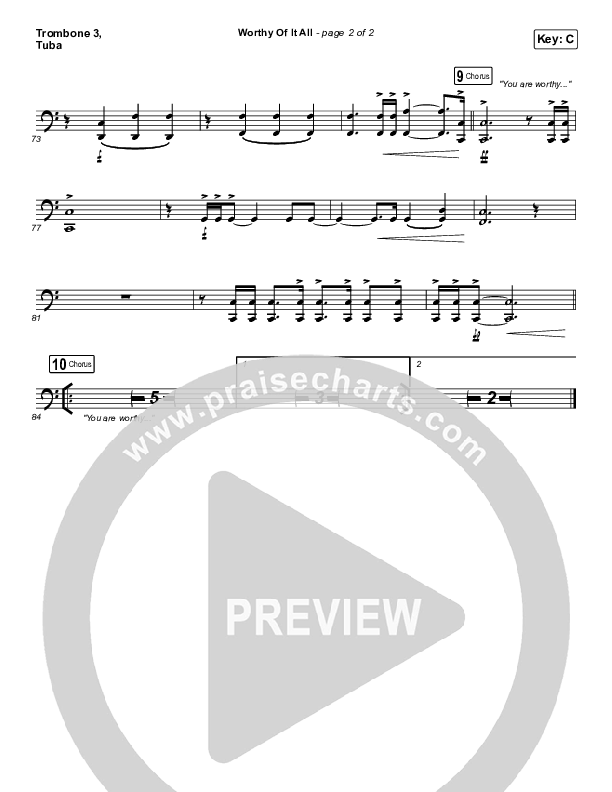 Worthy Of It All (Live) Trombone 3/Tuba (The Worship Initiative / Shane & Shane)