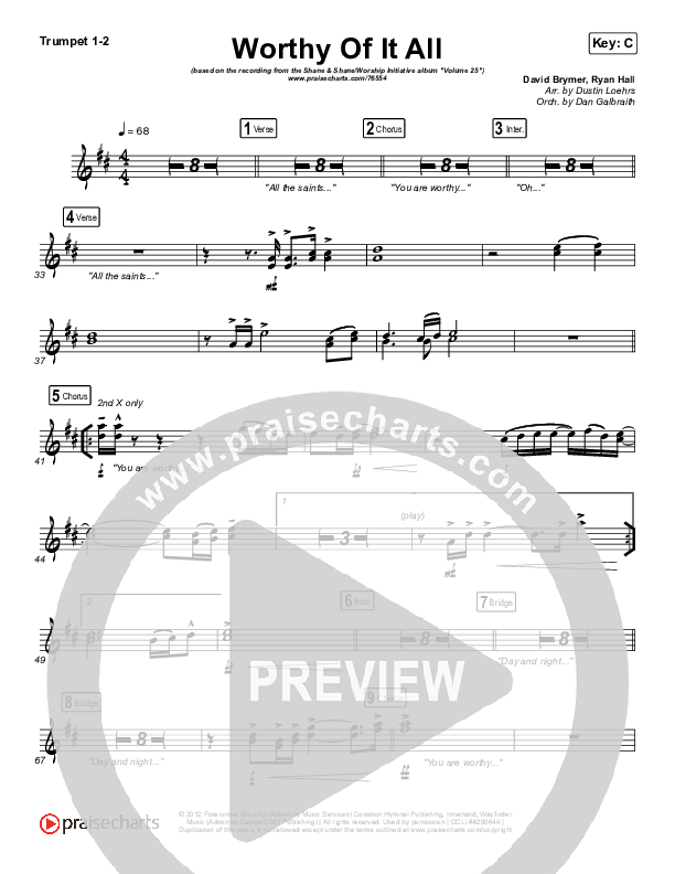 Worthy Of It All (Live) Brass Pack (The Worship Initiative / Shane & Shane)