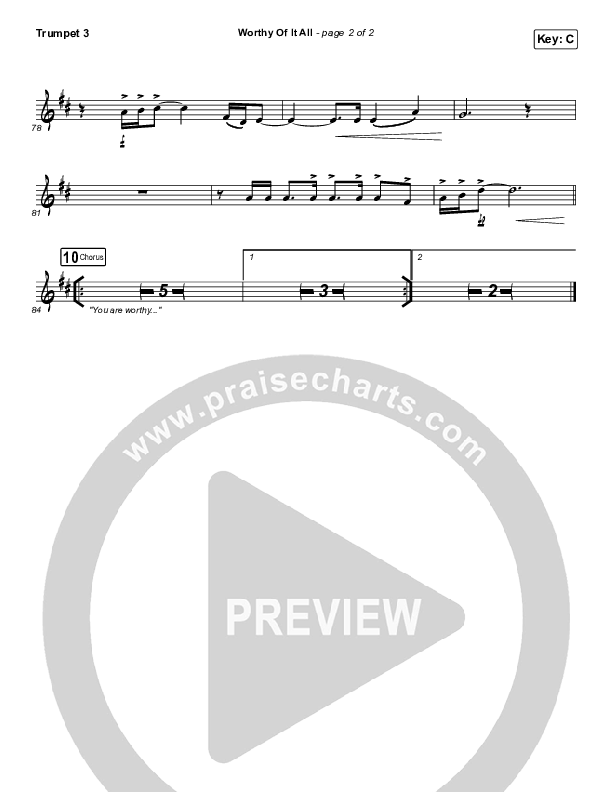 Worthy Of It All (Live) Trumpet 3 (The Worship Initiative / Shane & Shane)