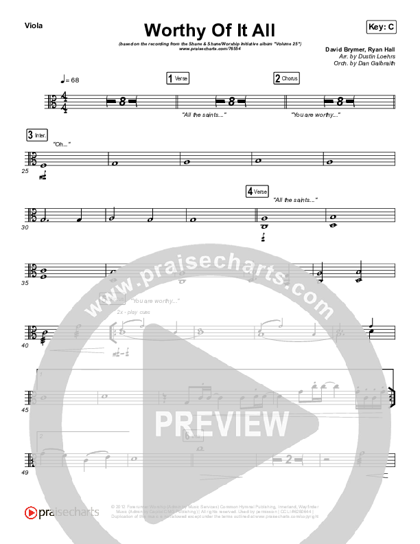 Worthy Of It All (Live) Viola (The Worship Initiative / Shane & Shane)