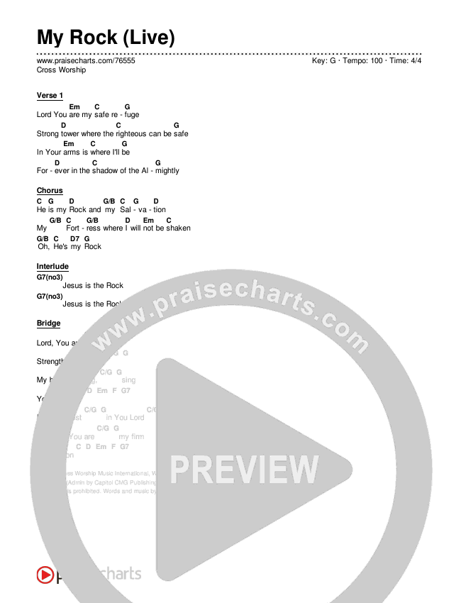 My Rock (Live) Chords & Lyrics (Cross Worship)