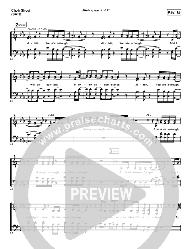 Jireh Choir Sheet (SATB) (Maverick City Music / Elevation Worship / Chandler Moore / Naomi Raine)