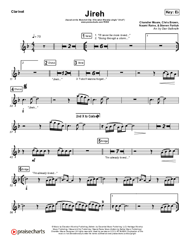 Jireh Clarinet 1,2 (Maverick City Music / Elevation Worship / Chandler Moore / Naomi Raine)