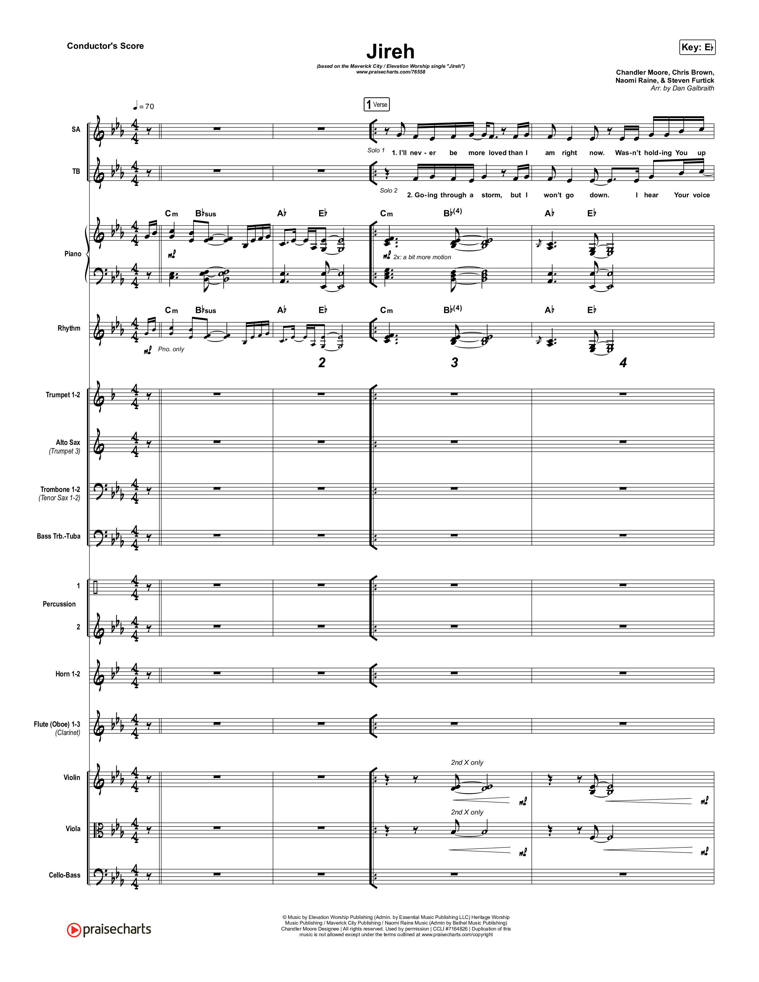 Jireh Conductor's Score (Maverick City Music / Elevation Worship / Chandler Moore / Naomi Raine)