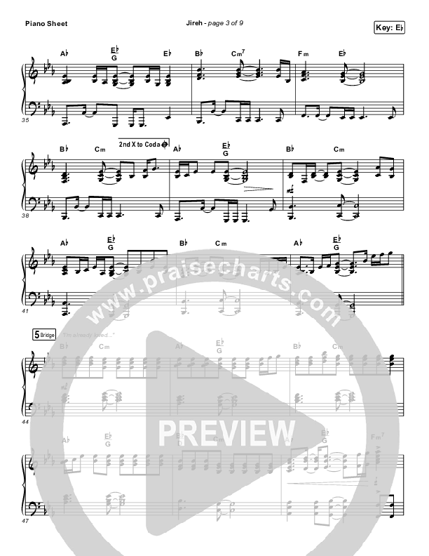 Jireh Piano Sheet (Maverick City Music / Elevation Worship / Chandler Moore / Naomi Raine)
