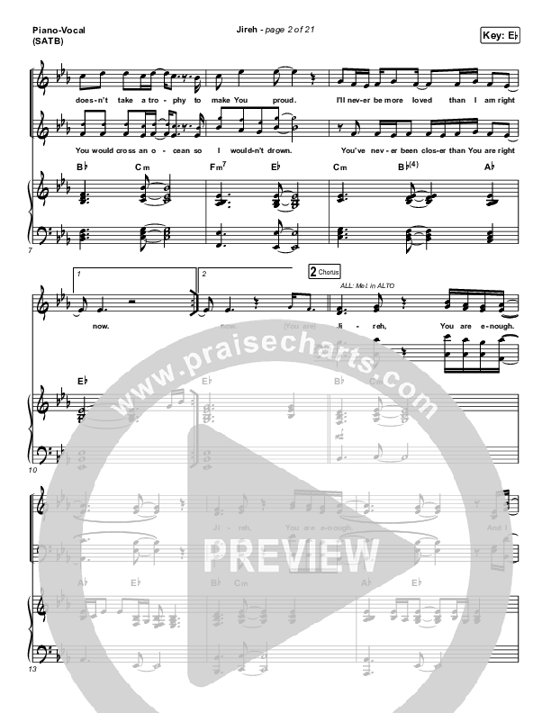 Jireh Piano/Vocal (SATB) (Maverick City Music / Elevation Worship / Chandler Moore / Naomi Raine)