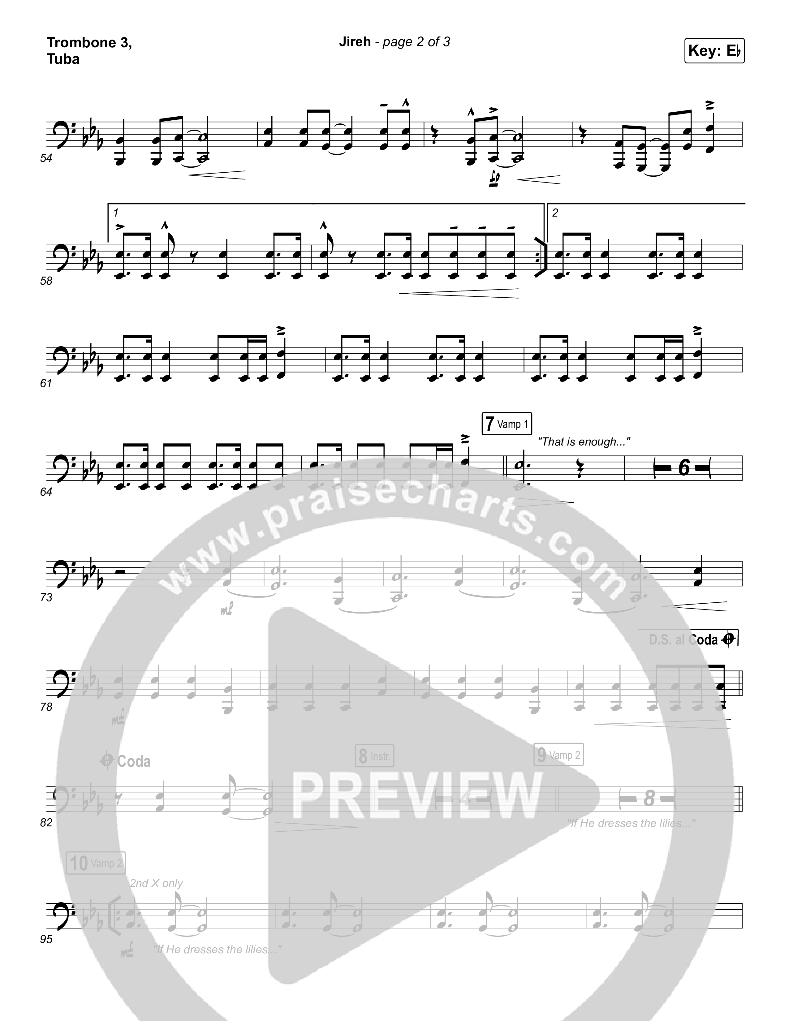 Jireh Trombone 3/Tuba (Maverick City Music / Elevation Worship / Chandler Moore / Naomi Raine)