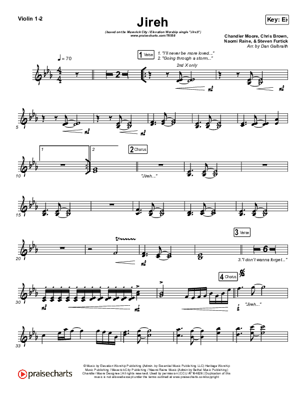 Jireh Violin 1,2 (Maverick City Music / Elevation Worship / Chandler Moore / Naomi Raine)