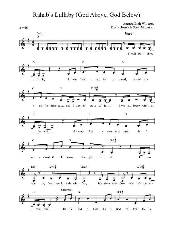 Rahab's Lullaby (God Above, God Below) Lead Sheet (FAITHFUL / Sandra McCracken)