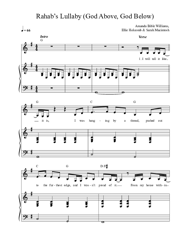 Rahab's Lullaby (God Above, God Below) Piano/Vocal (FAITHFUL / Sandra McCracken)