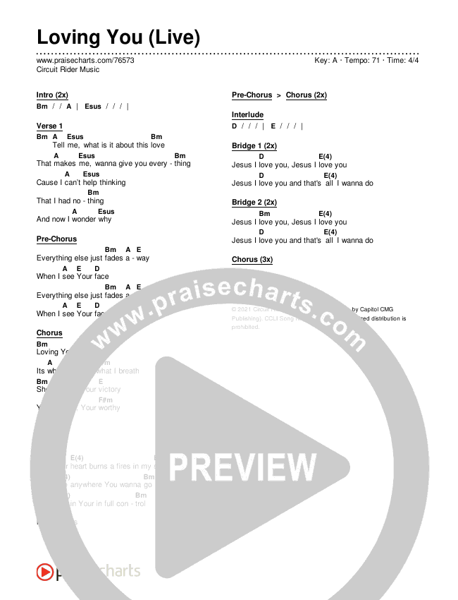 Loving You All Eternity (Live) Chords & Lyrics (Circuit Rider Music)