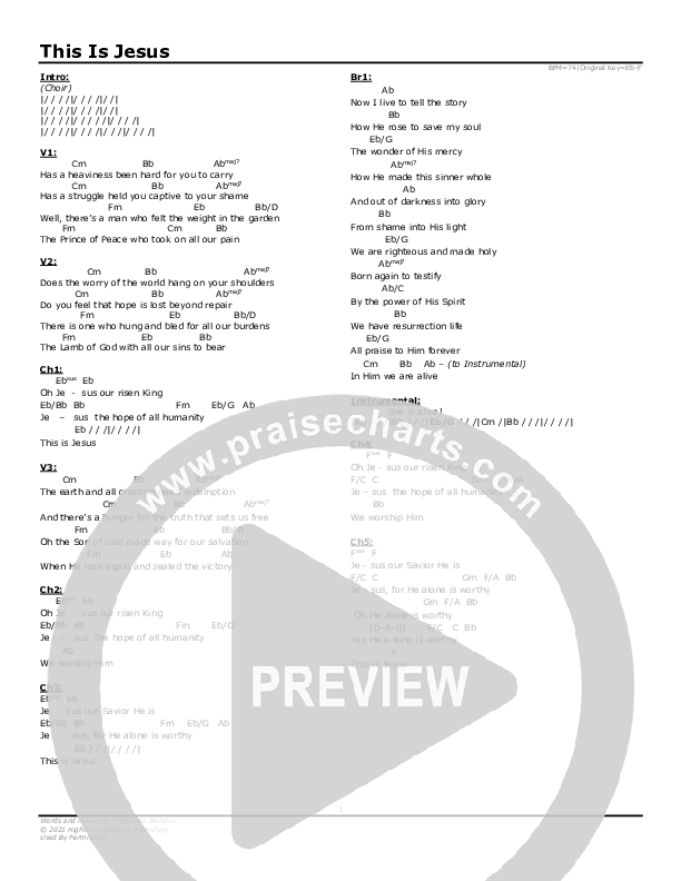 This Is Jesus Chord Chart (Highlands Worship)
