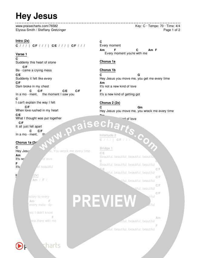 Hey Jesus Chords & Lyrics (Elyssa Smith / Steffany Gretzinger)