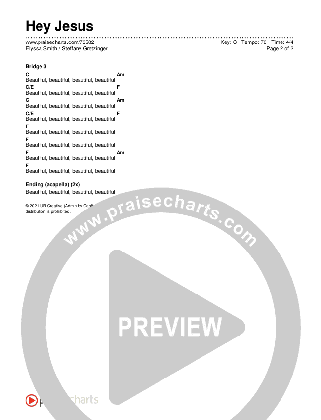 Hey Jesus Chords & Lyrics (Elyssa Smith / Steffany Gretzinger)