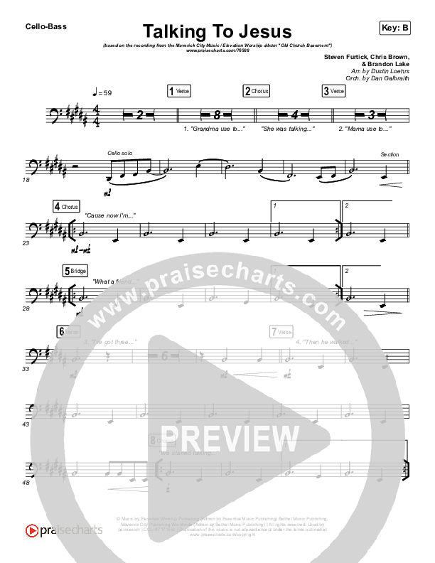 Talking To Jesus Cello/Bass (Maverick City Music / Elevation Worship / Brandon Lake)