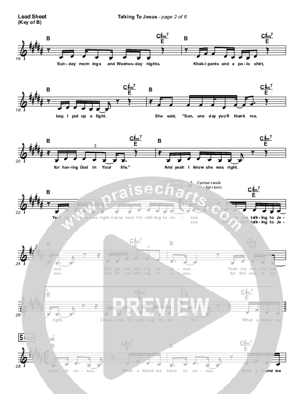 Talking To Jesus Lead Sheet (Melody) (Maverick City Music / Elevation Worship / Brandon Lake)