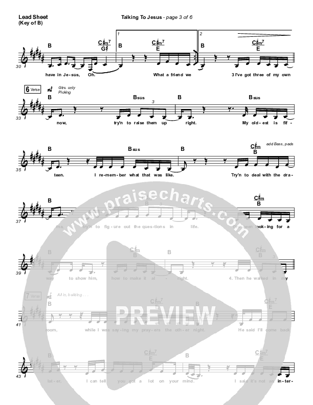 Talking To Jesus Lead Sheet (Melody) (Maverick City Music / Elevation Worship / Brandon Lake)