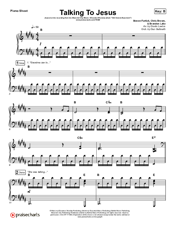 Talking To Jesus Piano Sheet (Maverick City Music / Elevation Worship / Brandon Lake)