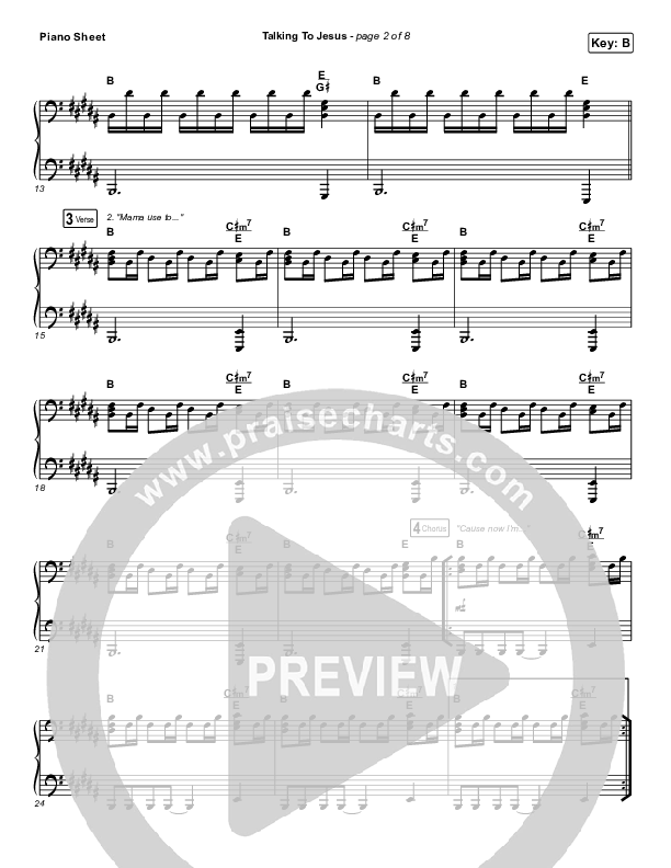 Talking To Jesus Piano Sheet (Maverick City Music / Elevation Worship / Brandon Lake)