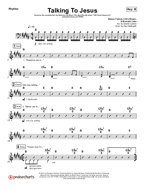 Talking To Jesus Rhythm Chart (Maverick City Music / Elevation Worship / Brandon Lake)