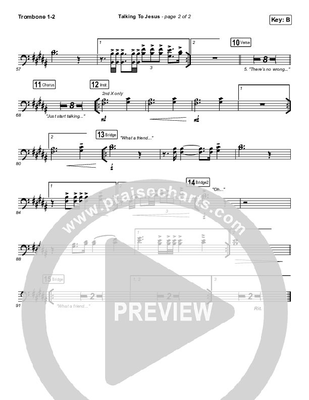 Talking To Jesus Trombone 1/2 (Maverick City Music / Elevation Worship / Brandon Lake)