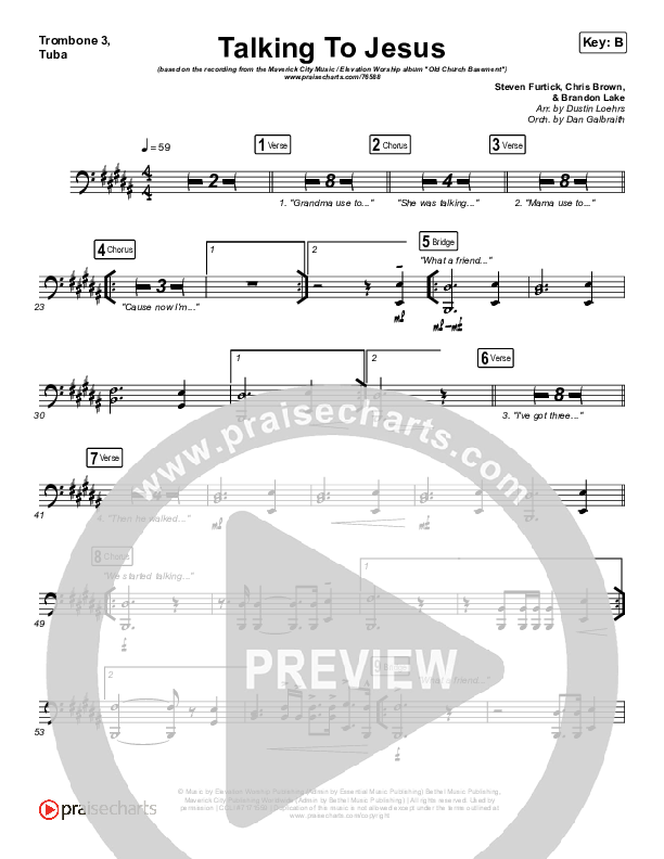 Talking To Jesus Trombone 3/Tuba (Maverick City Music / Elevation Worship / Brandon Lake)