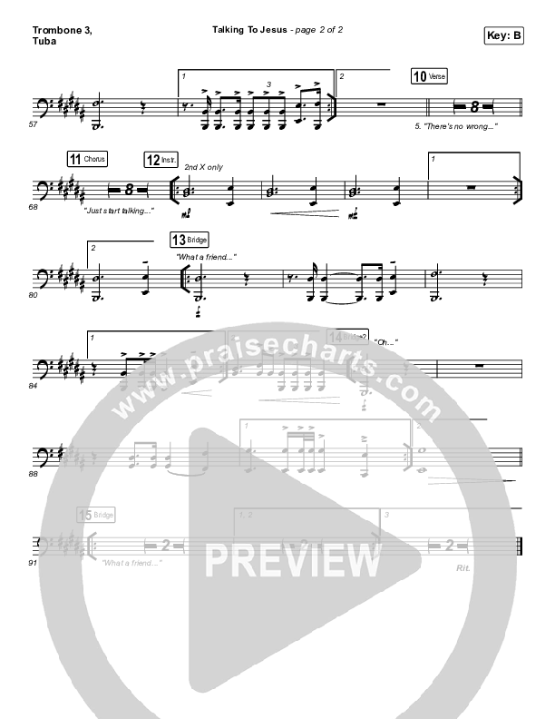 Talking To Jesus Trombone 3/Tuba (Maverick City Music / Elevation Worship / Brandon Lake)