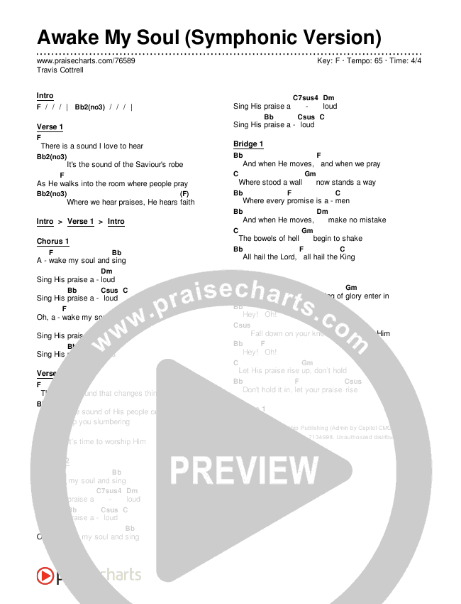 Awake My Soul (Symphonic Version) Chords & Lyrics (Travis Cottrell)