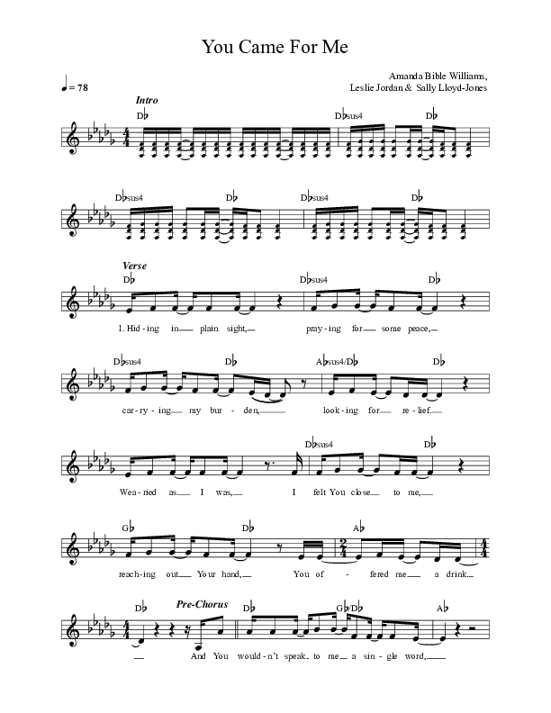You Came For Me Lead Sheet (FAITHFUL / Ellie Holcomb)